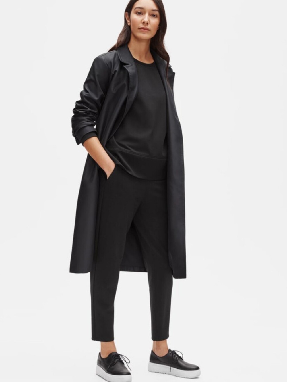 Eileen Fisher Recycled Polyester Twill Trench Coat